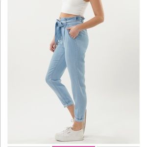 Sz 5 High waisted rolled cuff paper bag jeans